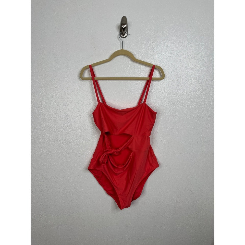 aerie Red One-Piece Swimsuit with Tie Front Cutout